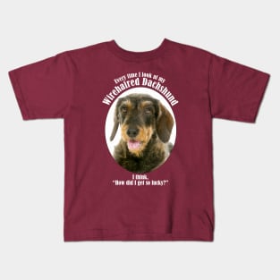 Lucky Wirehaired Dachshund Kids T-Shirt